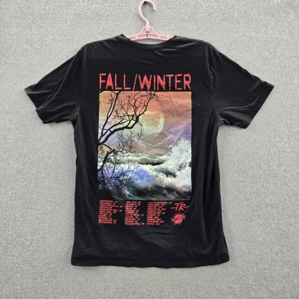 True Religion Men Shirt M Black Graphic Print Fall‎ Winter Music Tour Logo